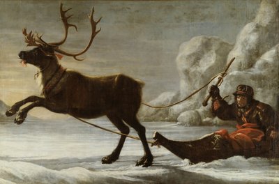 Abraham Renstirna als Lappe verkleidet und sein Rentier von David Klöcker Ehrenstrahl